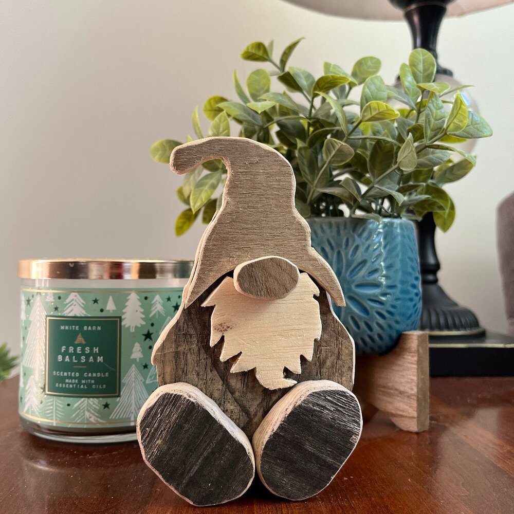 Handcrafted Repurposed Gnome Shelf Sitter ONLY (that can be a Stocking Holder)